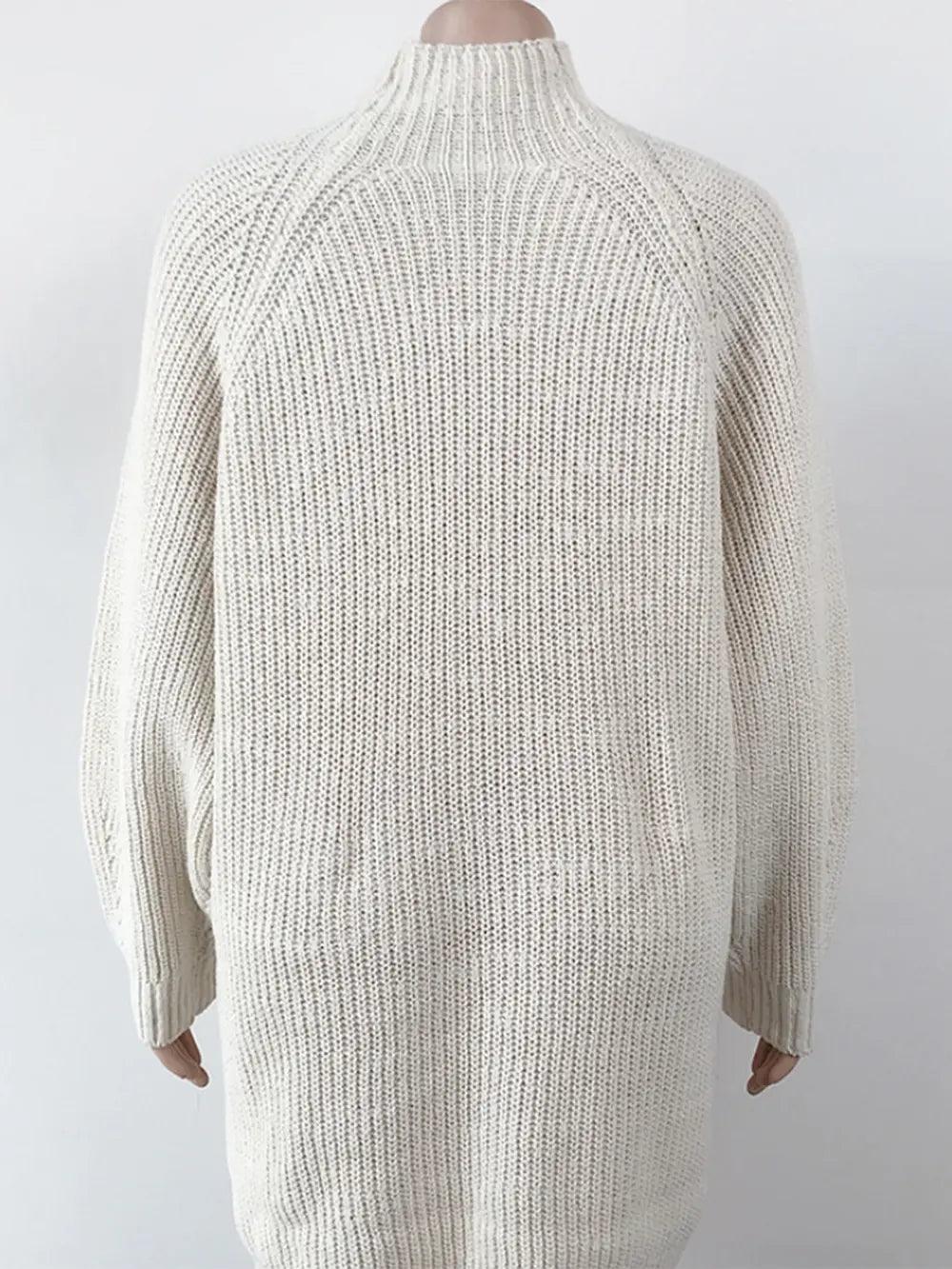 Mock Neck Dropped Shoulder Sweater Dress - Which Mark