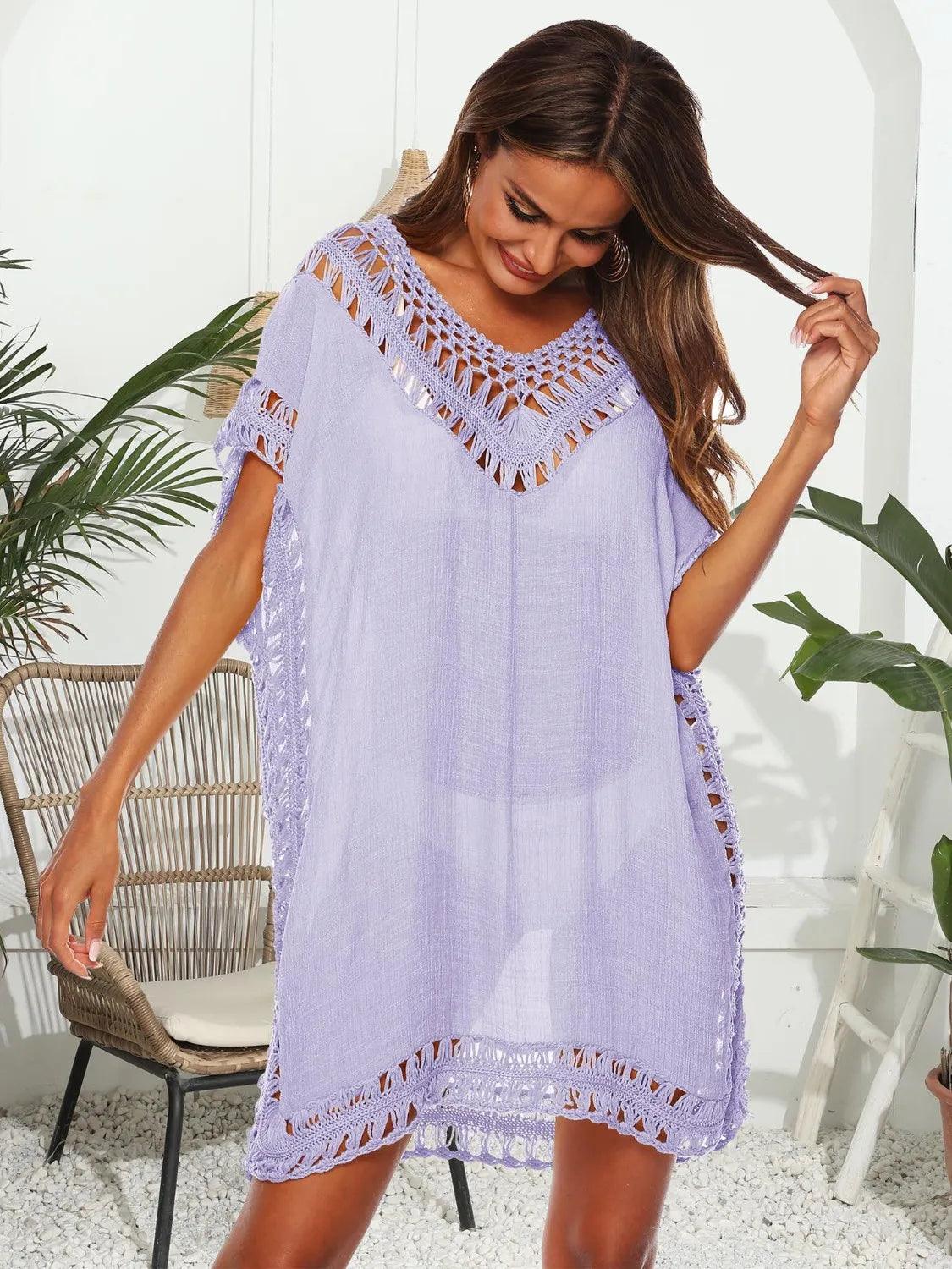 Bohemian Crochet Trim Beach Cover Up Dress - Which Mark