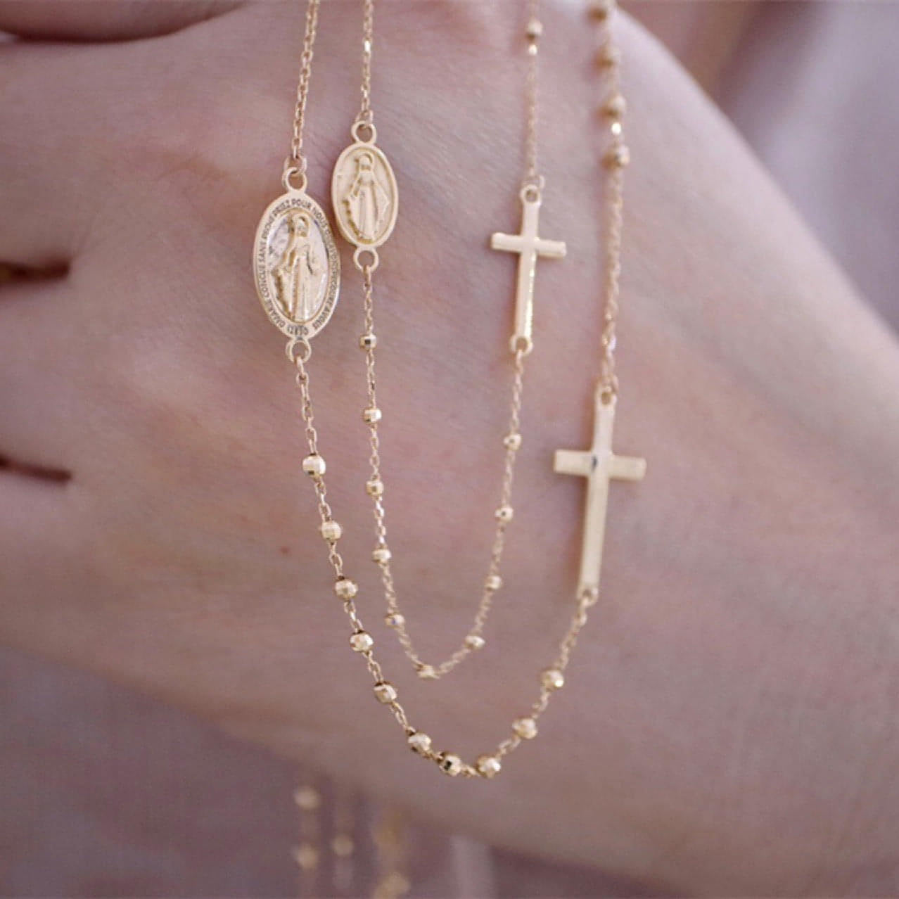 Vintage Cross 18K Gold Necklace Bracelet - Which Mark
