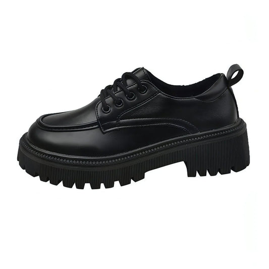 Platform Leather Shoes Women's British Style Slimming - Which Mark