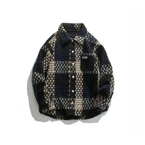 Retro Plaid Stitching Lapel Jacket For Men - Which Mark