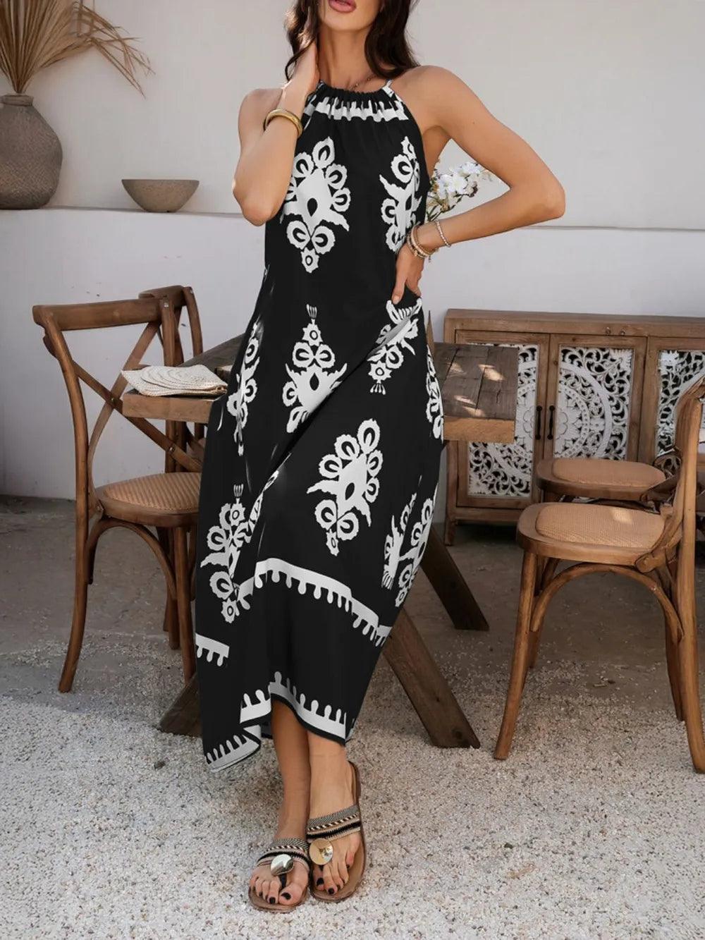 Devine Grecian Neck Printed Maxi Dress - Which Mark