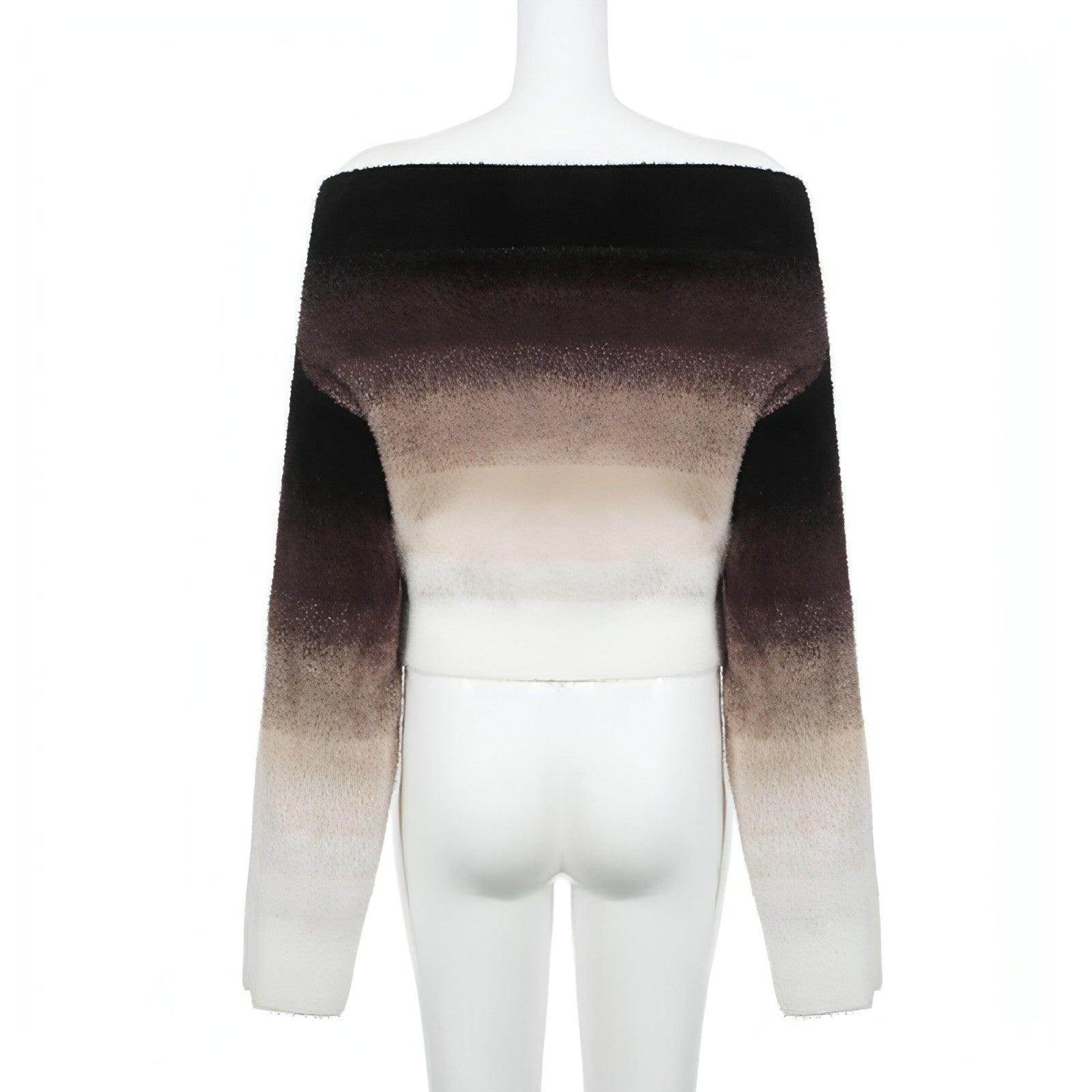 Gradient Off-neck Long-sleeved Woolen Top Women Sweater - Which Mark