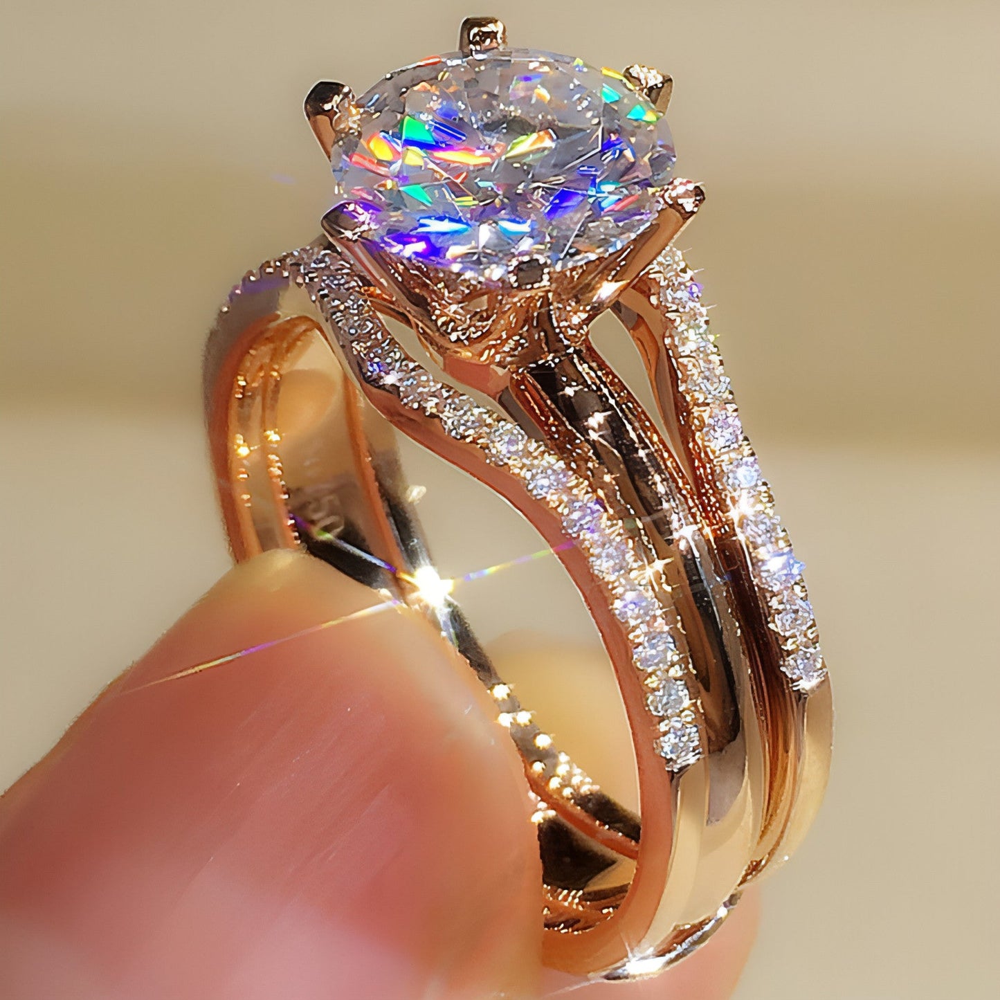 Versatile Elegance: 18K Gold Moissanite Ring Duo - Which Mark