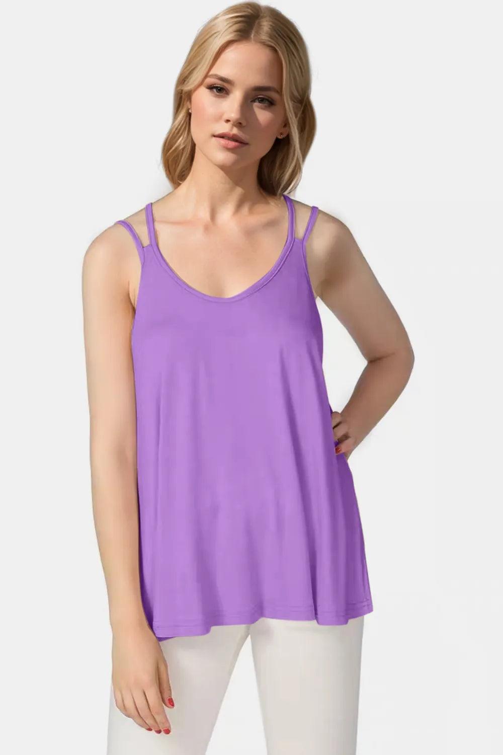 Basic Bae Bamboo Scoop Neck Double Spaghetti Straps Cami - Which Mark