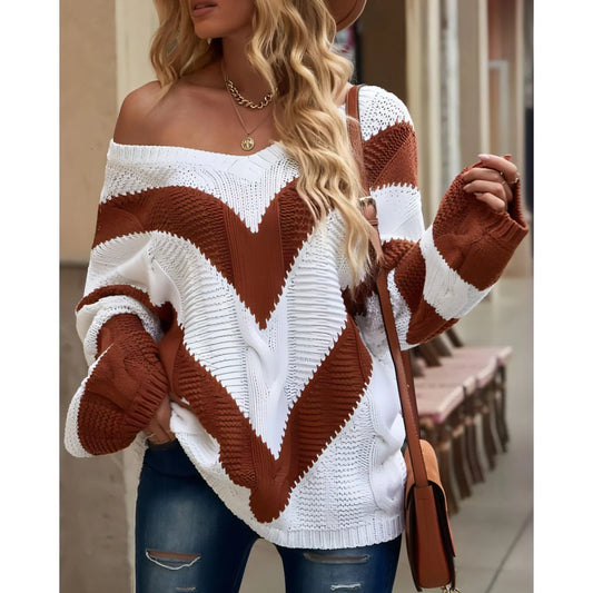 Striped Stitching Sweater Pullover - Which Mark