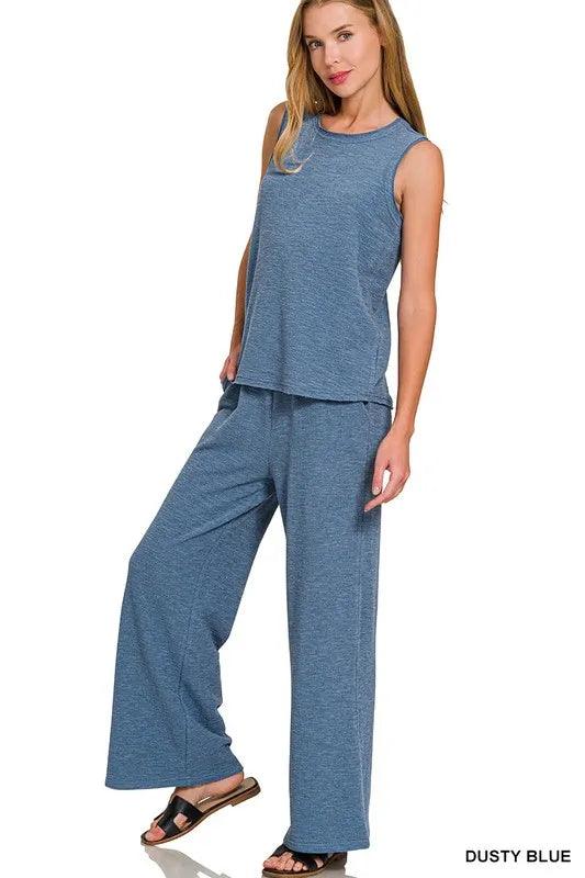 Zenana Cotton Slub Tank & Pants Set - Which Mark