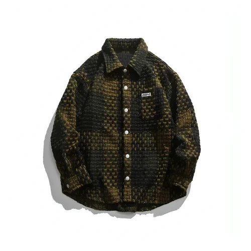 Retro Plaid Stitching Lapel Jacket For Men - Which Mark