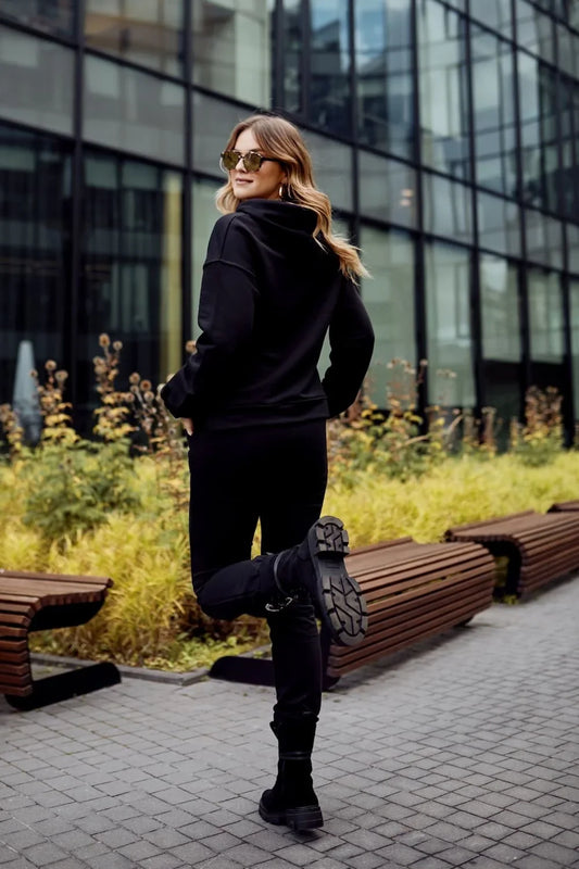 Women's cotton tracksuit set black FI730 - Which Mark