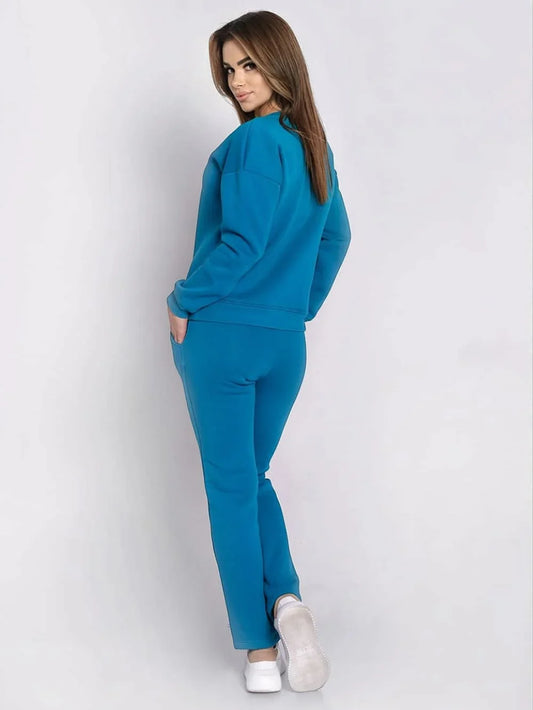 Ladies' insulated tracksuit top and loose pants turquoise FI762 - Which Mark