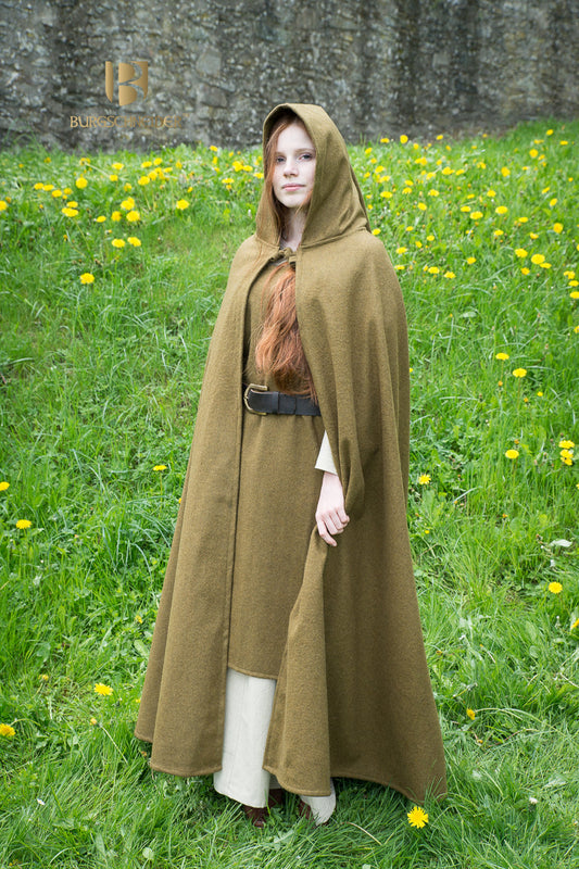 Wool Hooded Cloak Hibernus Autumn Green - Which Mark