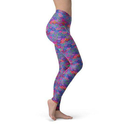 Womens Pink Purple Mermaid Leggings - Which Mark