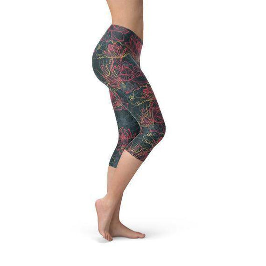 Womens Floral Lotus Capri Leggings - Which Mark