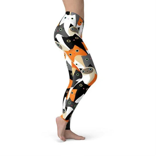 Womens All Over Print Cats Leggings - Which Mark