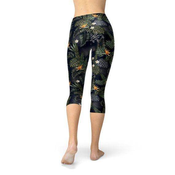 Womens Bird of Paradise Black Capri Leggings - Which Mark