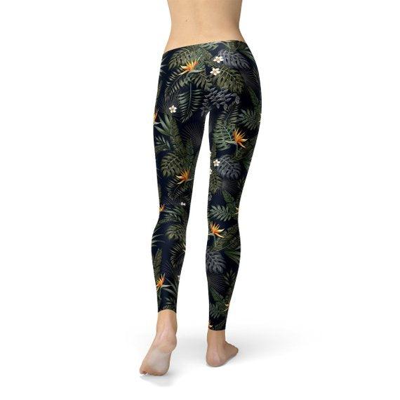 Womens Bird of Paradise Black Leggings - Which Mark