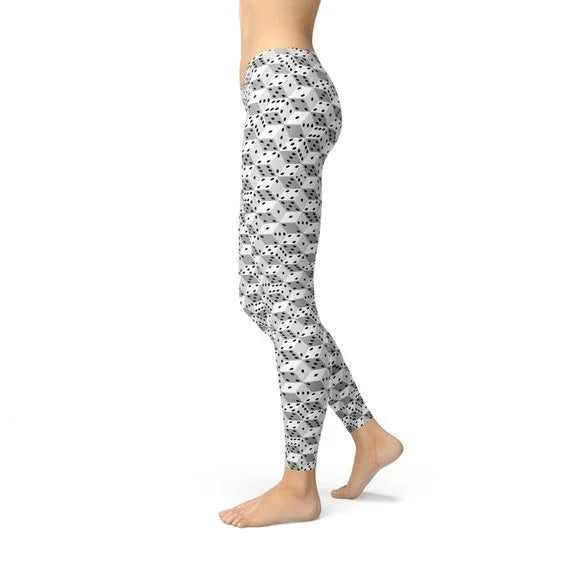 Womens Black and White Dice Leggings - Which Mark