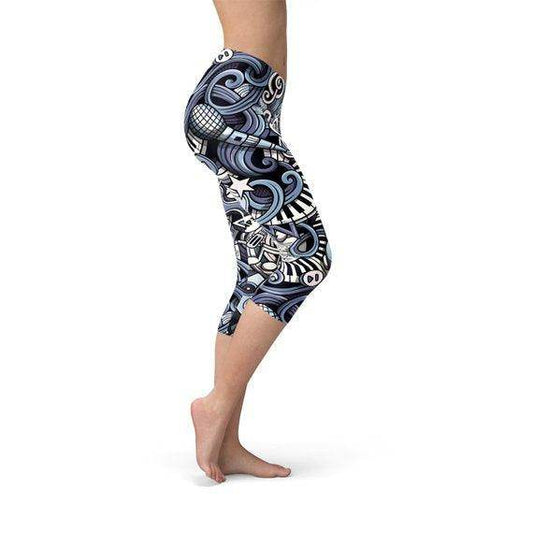 Womens Music Blue Capri Leggings - Which Mark
