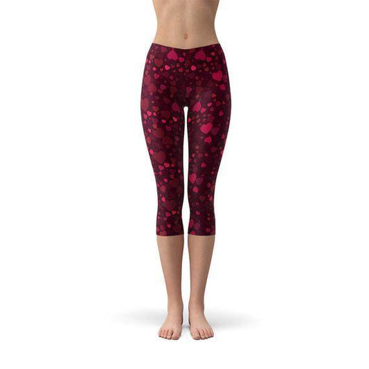 Hearts on Hearts Red Capri Leggings - Which Mark