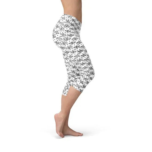 Womens Black and White Dice Capri Leggings - Which Mark