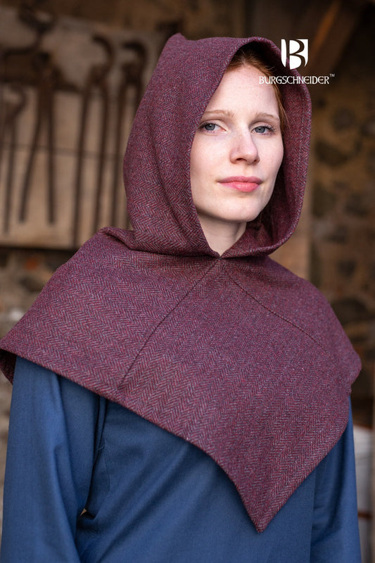 Skjoldehamn Cowl Knud Herringbone Burgundy/Grey - Which Mark