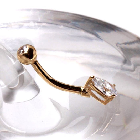 14Kt Yellow Gold Navel Ring with Tear Drop Gem - Which Mark