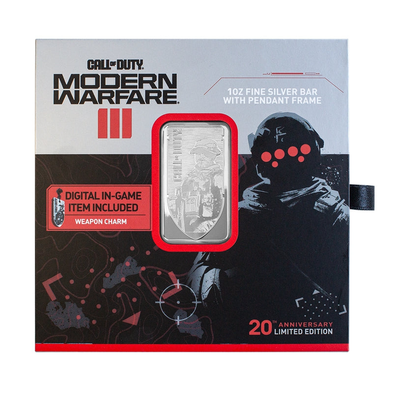 1 oz Silver CALL OF DUTY Modern Warfare 20th Anniversary Bar (PAMP) - Which Mark