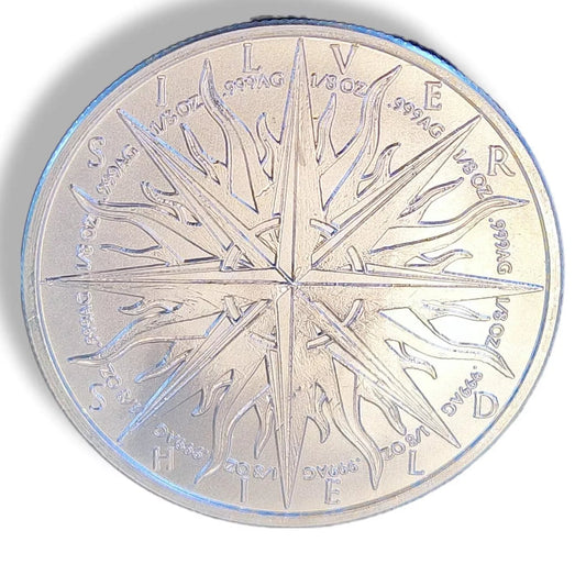 1 oz Silver PIECES OF EIGHT Silver Shield Round (GSM) - Which Mark