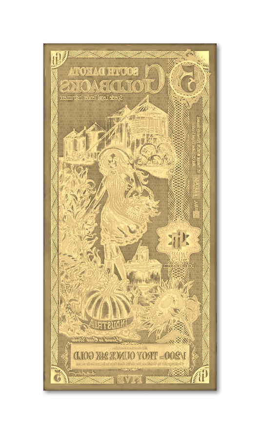 SOUTH DAKOTA Goldback 5 Note Aurum (10 Pack) - 24k Gold Bills Random - Which Mark