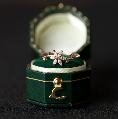 LuxeJewels™ – Art Deco Floral Diamond Ring in Gold & Platinum - Which Mark