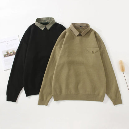 Youth Simple Everyday Fake Pocket Decorated Sweater Men - Which Mark