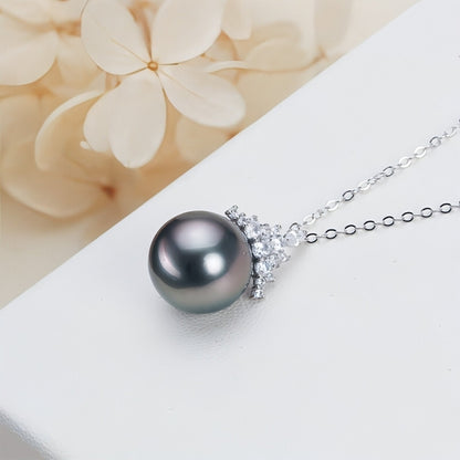 Black Pearl 18K Gold Pendant S925 Silver Necklace Female - Which Mark