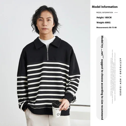 Contrast Color Texture Advanced Lapel Sweater Korean Style - Which Mark