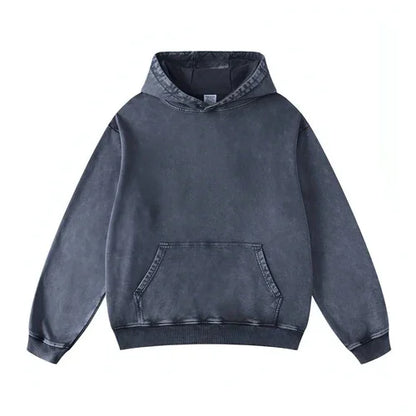 Thickened Washed Old Gradient Solid Color Batik Hooded Sweater For Men - Which Mark