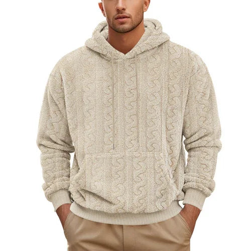 European And American Fall Winter Men Hooded Jacquard Teddy Plush - Which Mark