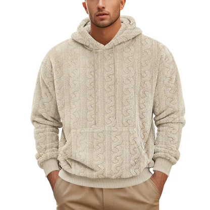 European And American Fall Winter Men Hooded Jacquard Teddy Plush - Which Mark