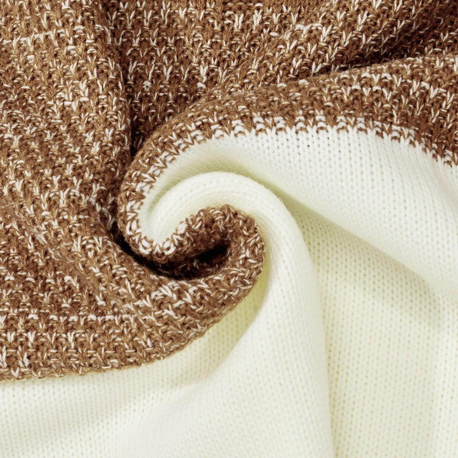 Men's Casual Color Block Long Sleeve Cable Knit Pullover Sweater - Which Mark