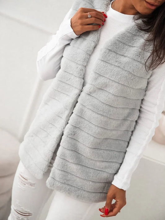 Women's fur vest, light gray 02114 - Which Mark