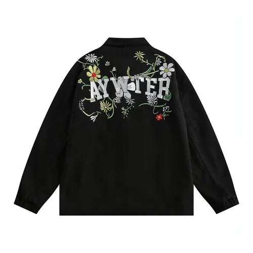 Letter Floral Embroidered Jacket For Men - Which Mark