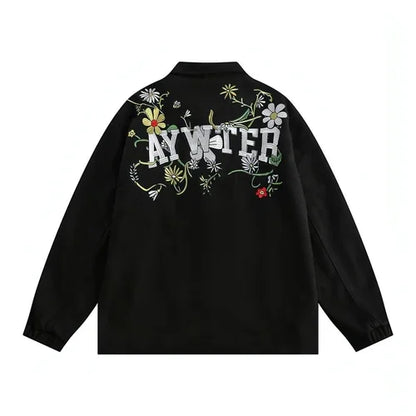 Letter Floral Embroidered Jacket For Men - Which Mark