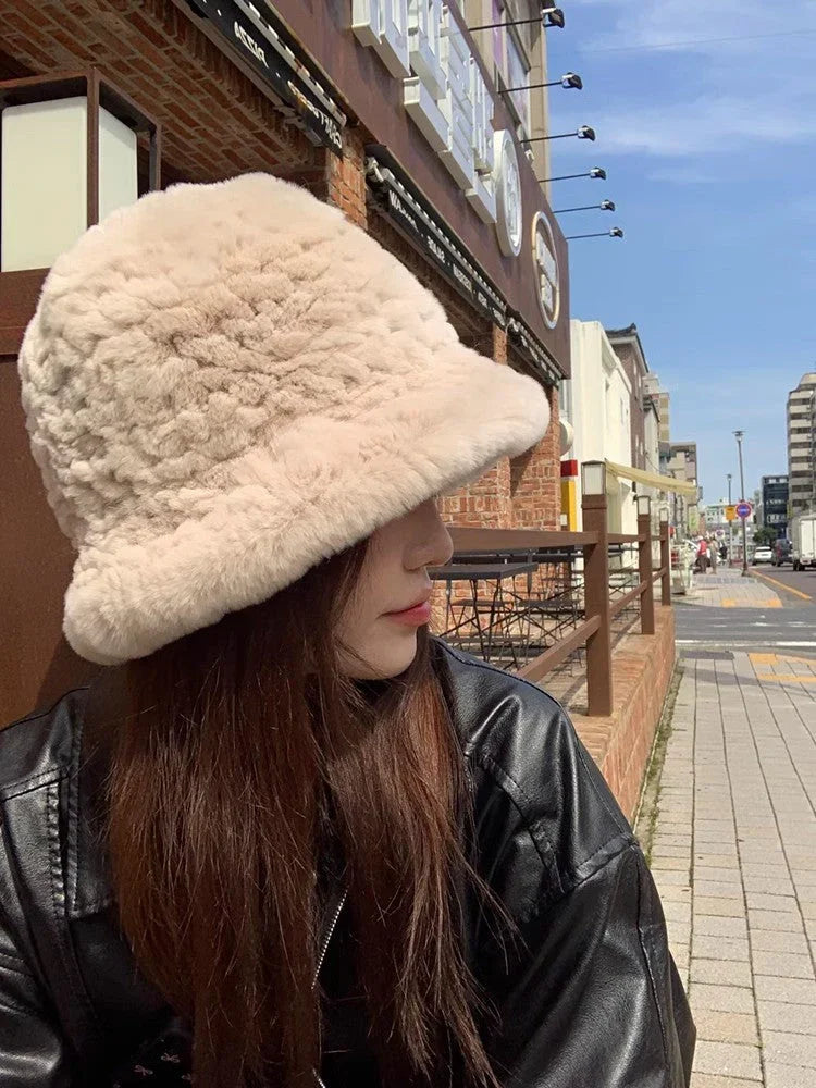 Rex rabbit fur hand-knitted bucket hat - Which Mark