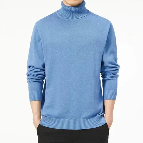Solid Color Long Sleeve Turtleneck Pullover Men's Base Sweater - Which Mark