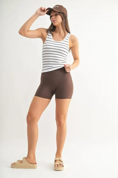MONO B Striped Seamless Ribbed Tank - Which Mark