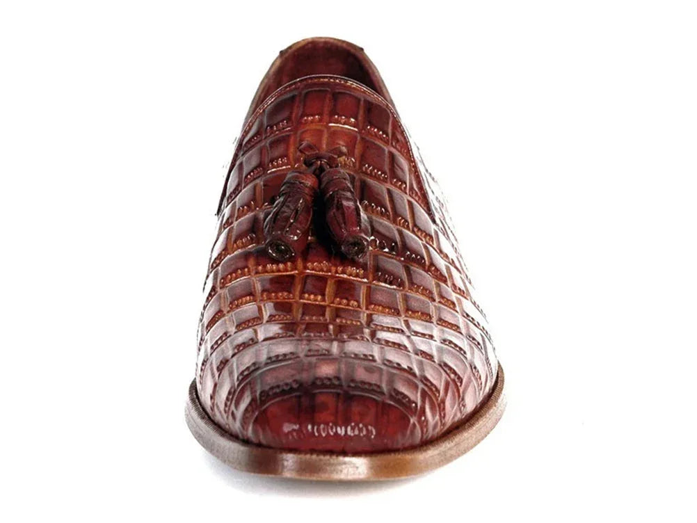 Paul Parkman Brown Crocodile Embossed Calfskin Tassel Loafer - Which Mark