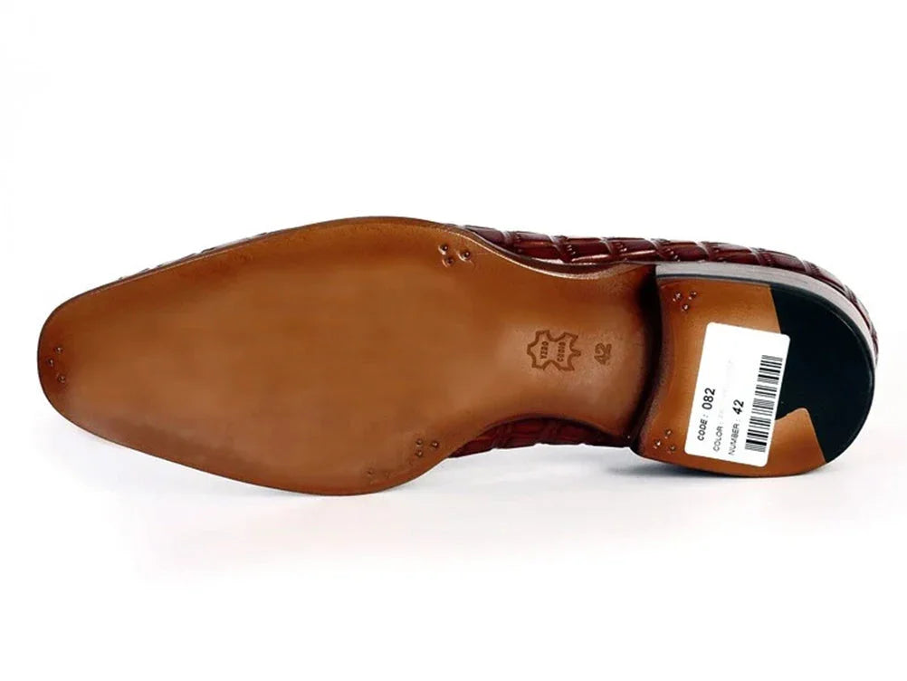 Paul Parkman Brown Crocodile Embossed Calfskin Tassel Loafer - Which Mark