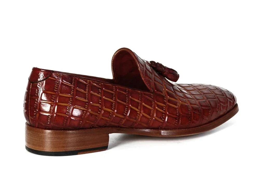 Paul Parkman Brown Crocodile Embossed Calfskin Tassel Loafer - Which Mark