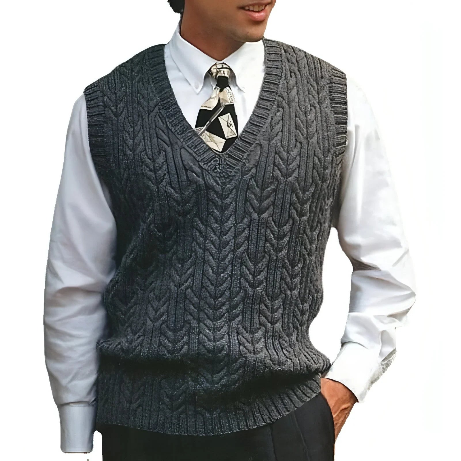 Knitted Vest V-neck Sweater Solid Color Casual - Which Mark
