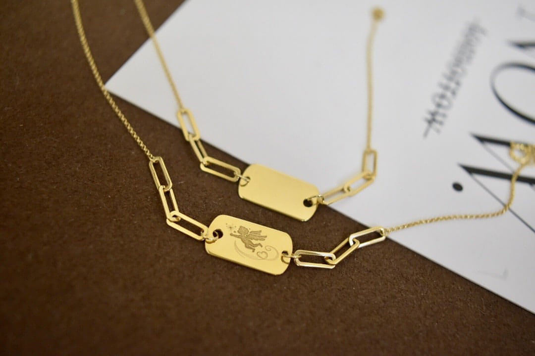 18k gold angel clavicle chain - Which Mark