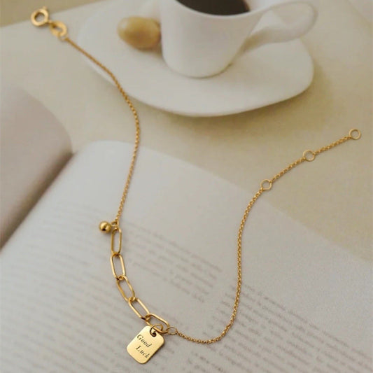 18K Gold Square Necklace Bracelet For Women - Which Mark