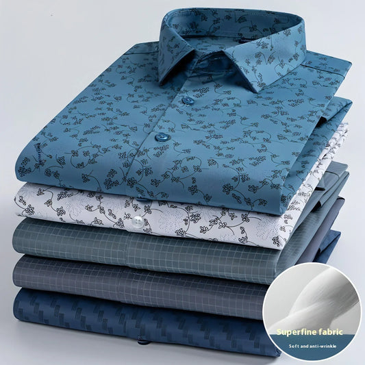 Spring And Autumn Fashion Floral Youth Men's Long-sleeved DressShirt - Which Mark